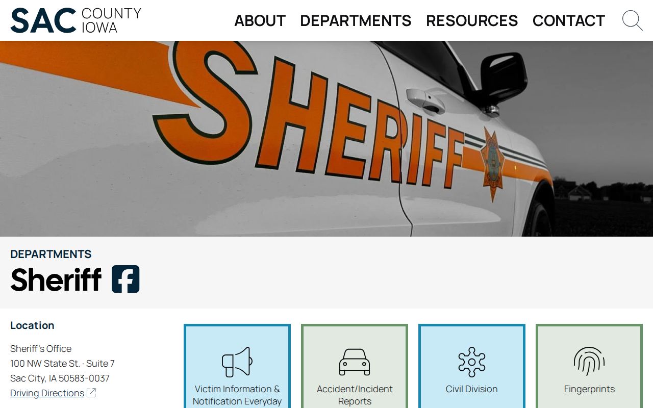 Sac County Sheriff official recent arrest and jail information page