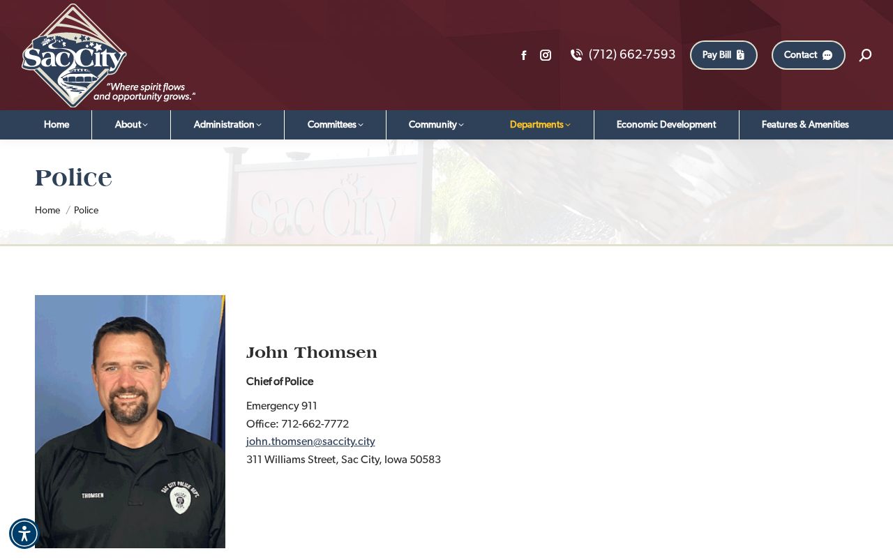 Captured Sac City Police Department official webpage