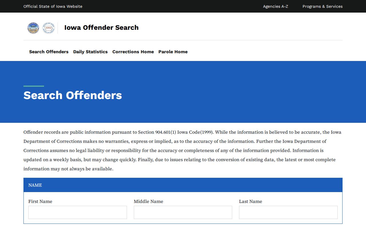 Iowa DOC offender search for Sac County arrest and custody follow-up