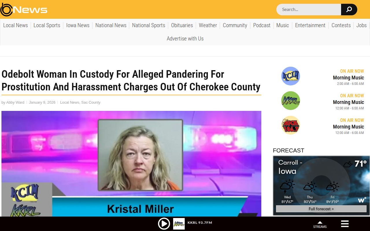Captured KCIM news report concerning an Odebolt custody case